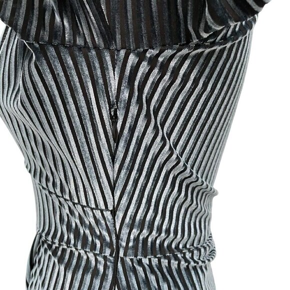 Lovers & Friends Velvet Ribbed Puff Sleeve Front Slit Maxi Dress Blue size XS - Picture 6 of 10